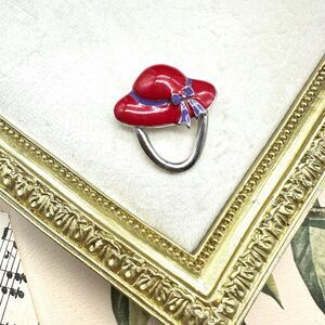 Vintage Small Red Hat Easter Bonnet Pin